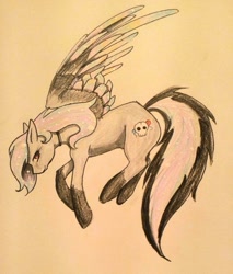 Size: 1024x1201 | Tagged: safe, artist:oneiria-fylakas, imported from derpibooru, oc, oc only, pegasus, pony, female, flying, mare, solo, traditional art