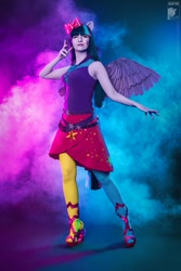 Size: 669x1004 | Tagged: safe, artist:shiera, imported from derpibooru, twilight sparkle, human, equestria girls, rainbow rocks, clothes, cosplay, costume, irl, irl human, photo, ponied up, solo