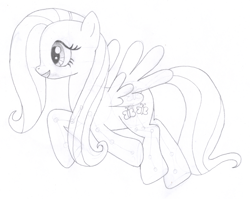 Size: 1580x1260 | Tagged: safe, artist:aafh, imported from derpibooru, fluttershy, pony, female, monochrome, solo, traditional art