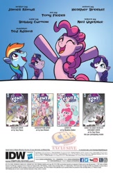 Size: 864x1328 | Tagged: safe, artist:tonyfleecs, idw, imported from derpibooru, pinkie pie, rainbow dash, rarity, twilight sparkle, alicorn, pony, spoiler:comic, spoiler:comic51, credits, preview, twilight sparkle (alicorn)