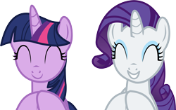 Size: 14094x8853 | Tagged: safe, artist:cyanlightning, imported from derpibooru, rarity, twilight sparkle, alicorn, pony, gauntlet of fire, .svg available, absurd resolution, duo, eyes closed, female, mare, simple background, smiling, transparent background, twilight sparkle (alicorn), vector