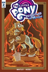 Size: 1054x1600 | Tagged: safe, artist:brendahickey, idw, imported from derpibooru, rockhoof, earth pony, pony, legends of magic, spoiler:comic, spoiler:comiclom2, cover, lava, male, solo, stallion, valknut, viking, volcano