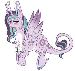 Size: 715x674 | Tagged: safe, artist:lulubell, imported from derpibooru, oc, oc only, oc:seraphine, draconequus, hybrid, interspecies offspring, next generation, offspring, parent:discord, parent:princess celestia, parents:dislestia, solo
