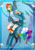 Size: 1060x1500 | Tagged: safe, artist:nega-lara, imported from derpibooru, rainbow dash, human, artificial wings, augmented, clothes, cute, female, humanized, magic, magic wings, midriff, peace sign, rainbow socks, shorts, smiling, socks, solo, striped socks, wings