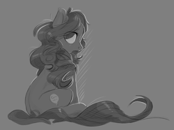 Size: 1280x951 | Tagged: safe, artist:lulemt, imported from derpibooru, oc, oc only, earth pony, pony, commission, grayscale, monochrome, sitting, solo