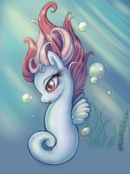 Size: 979x1309 | Tagged: safe, artist:kissthethunder, imported from derpibooru, sea pony, female, g1, solo