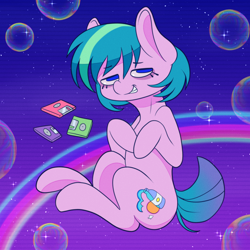 Size: 3600x3600 | Tagged: safe, artist:fawness, imported from derpibooru, oc, oc only, oc:cyber mist, aesthetics, floppy disk, solo, surreal, vaporwave, webcore