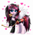 Size: 873x902 | Tagged: safe, artist:confetticakez, imported from derpibooru, oc, oc only, earth pony, pony, arrow, bow (weapon), bow and arrow, cupid, fake wings, female, heart, heart arrow, lidded eyes, mare, mouth hold, quiver, raised hoof, simple background, solo, weapon, white background