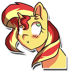 Size: 512x512 | Tagged: safe, artist:kenishra, imported from derpibooru, sunset shimmer, pony, unicorn, blushing, female, silly, silly pony, simple background, solo, transparent background