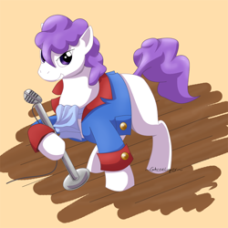 Size: 800x800 | Tagged: safe, artist:ghostliger, imported from derpibooru, knight shade, pony, clothes, g1, male, microphone, solo, stallion