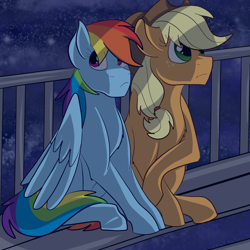 Size: 2048x2048 | Tagged: safe, artist:percy-mcmurphy, imported from derpibooru, applejack, rainbow dash, pony, appledash, cowboy hat, female, freckles, hat, lesbian, shipping, sitting, stetson