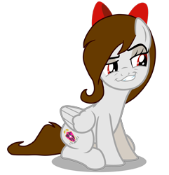 Size: 4000x4153 | Tagged: safe, artist:rsa.fim, edit, imported from derpibooru, oc, oc only, oc:whisper hope, pegasus, pony, absurd resolution, bow, cutie mark, faic, female, mexican, red eyes, reference, ribbon, simple background, smug, smugdash, solo, tail wrap, transparent background, unitárium, vector