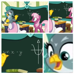 Size: 975x975 | Tagged: safe, edit, edited screencap, imported from derpibooru, screencap, cheerilee, gabby, sweetie belle, earth pony, griffon, pony, unicorn, the fault in our cutie marks, math