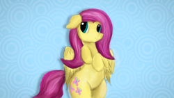 Size: 3840x2160 | Tagged: safe, artist:rainyvisualz, imported from derpibooru, fluttershy, pegasus, pony, adorasexy, bipedal, cute, female, hind legs, legs together, pose, sexy, shy, solo, spread wings