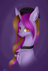 Size: 2377x3509 | Tagged: safe, artist:sofienriquez, imported from derpibooru, oc, oc only, oc:symphony, pony, unicorn, hat, jewelry, necklace, solo