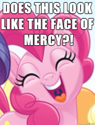 Size: 379x495 | Tagged: safe, imported from derpibooru, pinkie pie, my little pony: the movie, adorable face, cute, excited, eyes closed, face of mercy, happy, image macro, meme, smiling