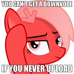 Size: 600x600 | Tagged: safe, artist:arifproject, edit, imported from derpibooru, oc, oc only, oc:downvote, pony, derpibooru, bust, derpibooru ponified, hairclip, image macro, lidded eyes, looking at you, meme, meta, ponified, raised hoof, roll safe, simple background, solo, transparent background, vector, you can't have a nightmare if you never dream