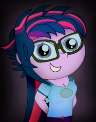 Size: 4836x6135 | Tagged: safe, artist:mdm-productions, imported from derpibooru, sci-twi, twilight sparkle, equestria girls, legend of everfree, absurd resolution, alternate hairstyle, bust, cleavage, female, looking at you, portrait, punklight sparkle, solo