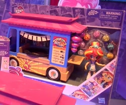 Size: 1175x983 | Tagged: safe, imported from derpibooru, sunset shimmer, equestria girls, doll, equestria girls minis, female, food truck, irl, photo, sunset sushi, toy