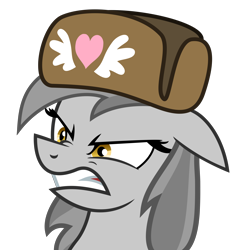 Size: 7000x7000 | Tagged: safe, artist:besttubahorse, imported from derpibooru, oc, oc only, oc:zippy snips, absurd resolution, angry, bust, hat, scowl, simple background, solo, transparent background, ushanka, vector