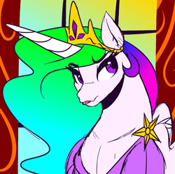 Size: 1412x1405 | Tagged: source needed, safe, artist:patch, edit, imported from derpibooru, princess celestia, alicorn, pony, colored, cropped, female, solo