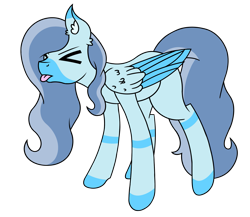 Size: 1937x1681 | Tagged: safe, artist:anxiouslilnerd, artist:aryannahoshi, artist:veteranpegasister, imported from derpibooru, oc, oc only, oc:mist breeze, pegasus, pony, collaboration, ear fluff, eyes closed, flat color, flat colors, raspberry, simple background, solo, tongue out, transparent background