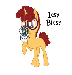 Size: 1372x1417 | Tagged: safe, artist:torusthescribe, imported from derpibooru, oc, oc only, oc:itsy bitsy, pony, spider, star spider, unicorn, duo, female, filly, foal, glasses, horn, offspring, parent:snails, parent:twist, parents:snailstwist, raised hoof, simple background, solo, story included, transparent background, unicorn oc