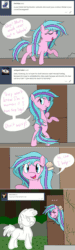 Size: 1280x4282 | Tagged: safe, artist:hummingway, imported from derpibooru, oc, oc only, oc:feather hummingway, oc:keyframe, oc:swirly shells, absurd resolution, animated, ask-humming-way, dialogue, gif, seizure warning, speech bubble, tumblr, tumblr comic