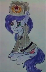 Size: 306x473 | Tagged: safe, artist:kenos, imported from derpibooru, oc, oc only, oc:seafood dinner, earth pony, pony, clothes, hat, military uniform, red army, salute, solo, soviet union, uniform, ushanka