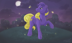Size: 540x324 | Tagged: safe, artist:conphettey, imported from derpibooru, prince firefly, firefly (insect), g2, male, moon, solo, unshorn fetlocks