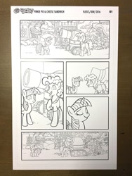 Size: 750x1000 | Tagged: safe, artist:tonyfleecs, idw, imported from derpibooru, cheese sandwich, twilight sparkle, alicorn, pony, spoiler:guardians of harmony, cheese supreme cannonball surprise, guardians of harmony, monochrome, twilight sparkle (alicorn)