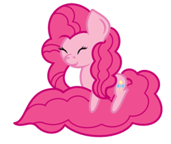 Size: 400x336 | Tagged: safe, artist:chibifox12, deleted from derpibooru, imported from derpibooru, pinkie pie, earth pony, pony, chibi, eyes closed, impossibly large tail, simple background, smiling, solo, transparent background