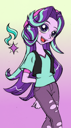 Size: 898x1600 | Tagged: safe, artist:whimsy morning, artist:whimsymorning, imported from derpibooru, starlight glimmer, equestria girls, spoiler:eqg specials, doll, equestria girls minis, female, gradient background, smiling, solo