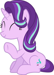 Size: 6560x9206 | Tagged: safe, artist:pink1ejack, imported from derpibooru, starlight glimmer, pony, unicorn, the crystalling, absurd resolution, cute, eyes closed, female, glimmerbetes, mare, simple background, sitting, smiling, solo, transparent background, vector, waving
