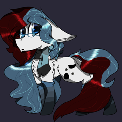 Size: 2560x2560 | Tagged: safe, artist:brokensilence, imported from derpibooru, oc, oc only, oc:mira songheart, chest fluff, clothes, cute, female, glasses, long mane, scarf, socks, solo, striped socks