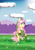 Size: 1328x1908 | Tagged: safe, artist:mlpfimcp, imported from derpibooru, fluttershy, clothes, cloud, cosplay, costume, crossover, female, grass, link, mountain, raised hoof, solo, the legend of zelda