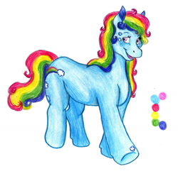 Size: 1407x1355 | Tagged: safe, artist:animagicworld, imported from derpibooru, rainbow dash (g3), female, g3, solo, traditional art