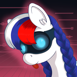 Size: 2048x2048 | Tagged: safe, artist:negasun, imported from derpibooru, oc, oc only, oc:marussia, earth pony, pony, braid, female, looking at you, mare, multicolored hair, nation ponies, russia, smiling, solo, tongue out