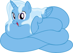 Size: 2620x1921 | Tagged: safe, artist:badumsquish, derpibooru exclusive, imported from derpibooru, trixie, alicorn, lamia, original species, coils, female, lamiafied, looking at you, open mouth, prone, race swap, simple background, slime, smiling, solo, species swap, transparent background, trixiechidna, trixiecorn