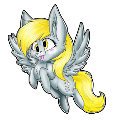 Size: 2400x2490 | Tagged: safe, artist:hiro-uzumaki, imported from derpibooru, derpy hooves, pegasus, pony, female, simple background, solo, spread wings, tongue out, transparent background
