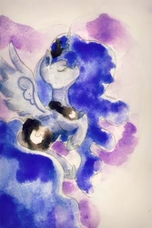 Size: 897x1343 | Tagged: safe, artist:chiuuchiuu, imported from derpibooru, princess luna, tantabus, do princesses dream of magic sheep, traditional art, watercolor painting