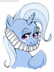 Size: 800x1053 | Tagged: safe, artist:nyaasu, imported from derpibooru, trixie, pony, unicorn, clothes, collar, elizabethan, female, mare, ruff (clothing), simple background, solo, white background