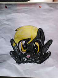 Size: 346x461 | Tagged: safe, artist:fee-f33, imported from derpibooru, derpy hooves, pegasus, pony, female, mare, solo, traditional art