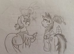Size: 800x582 | Tagged: safe, artist:fallenangel5414, imported from derpibooru, angel bunny, fluttershy, rainbow dash, graffiti, request, traditional art