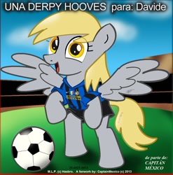 Size: 714x723 | Tagged: safe, artist:captainmexico, imported from derpibooru, derpy hooves, pegasus, pony, clothes, fc internazionale milano, female, football, mare, shirt, solo