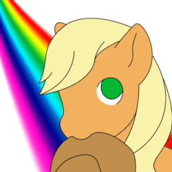 Size: 700x700 | Tagged: safe, artist:cassidypeterson, imported from derpibooru, applejack, animated, applejack's hat, cowboy hat, female, gif, hat, pink fluffy unicorns dancing on rainbows, rainbow, solo