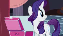Size: 1366x768 | Tagged: safe, imported from derpibooru, screencap, rarity, pony, unicorn, sweet and elite, cute, female, mare, raribetes, scrunchy face, solo