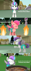 Size: 1920x4320 | Tagged: safe, artist:red4567, imported from derpibooru, princess cadance, princess flurry heart, alicorn, pony, 3d, absurd resolution, angry, baby, baby pony, blurry, curry, diaper, fire, food, fury, fury heart, glasses, ladle, name pun, princess punny heart, source filmmaker