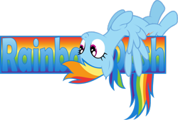 Size: 1086x735 | Tagged: safe, artist:zacatron94, imported from derpibooru, rainbow dash, pegasus, pony, banner, female, simple background, solo, text, transparent background, upside down