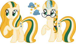 Size: 1247x726 | Tagged: safe, artist:cloudy glow, artist:cloudyglow, imported from derpibooru, oc, oc only, oc:cloudy glow, pony, unicorn, alternate hairstyle, female, glasses, glowing horn, mare, raised hoof, reference sheet, simple background, transparent background